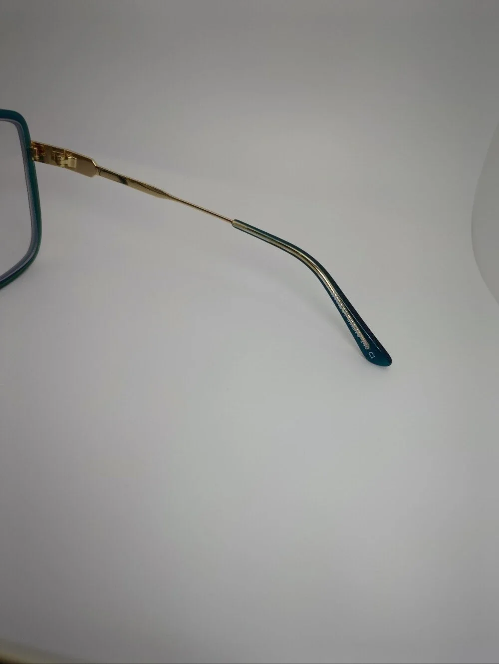 Margot. Stylish Teal Square Women's Eyewear with Gold Accents. Full Metal Frame.